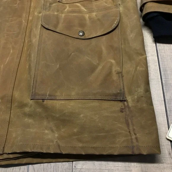 CC Filson Tin Cloth Packer Coat Jacket Mens L Brown Oil Finish Wool Liner USA - Picture 8 of 16